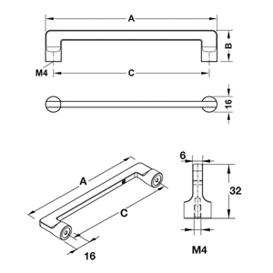 Tay nắm tủ chữ D Hafele 106.61.124 (màu đồng thiếc bóng)